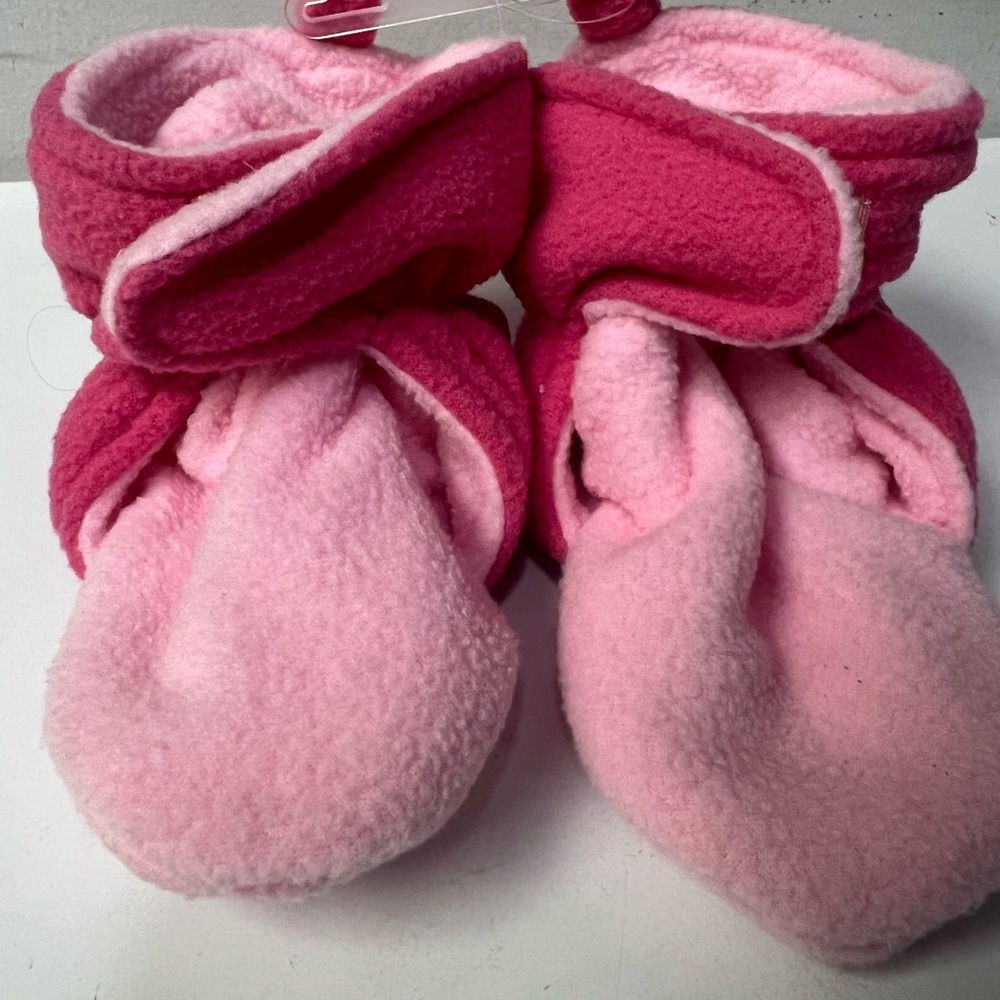 Luvable Friends Pink Fleece Scooties - Toddler Girls 2T - Warm Winter Slippers